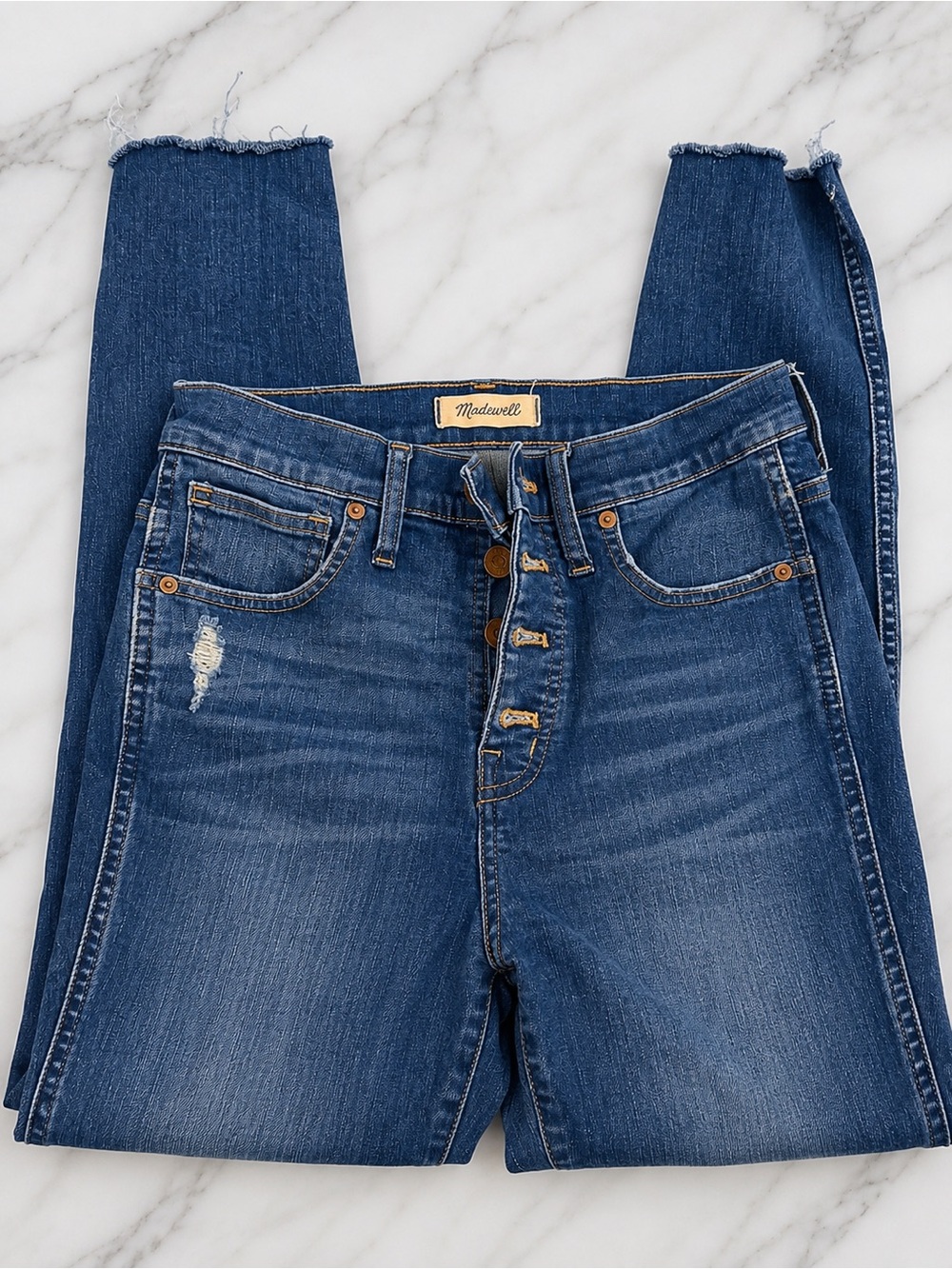 Madewell 10” High-Rise Skinny Jeans Size 27 Button Fly Raw Hem